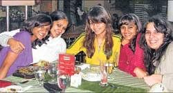 Happy moments: Juanita (second from right) with her close friends.