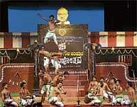 Artists perform at the  silver jubilee celebrations of Karnataka Janapada Parishat Mahostava in Bangalore on Monday. DH Photo