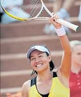 Getting better with age: Japans Kimiko Date Krumm celebrates after sending Russian  Dinara Safina crashing out in the first round of the French Open. AFP