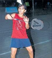 Focussed: Driti Yateesh en route to her win over Richa Muktibooh in the girls U-10 semifinals on Friday. DH Photo