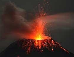 Volcano Tungurahua erupts just before midnight on Friday, in Cotalo, Ecuador. AP