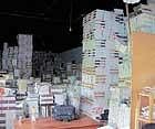 Books stored at Government Higher Secondary School premises.  dh photo