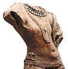 rare gems Torso of a fully adorned male, sandstone,  Kiradu 12th century, Government Museum, Jaisalmer. Photos courtesy/ Museums of  Rajasthan by Mapin.