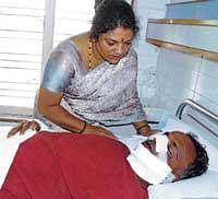 Former corporator Govindraju, who was assaulted by unidentified men, is being treated at a hospital. DH photo