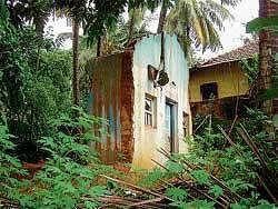 The house belonging to Zubeida in Shanthinagara which collapsed four months ago allegedly due to the impact of explosion.