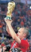 Andres Iniesta with the World Cup