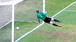 Big miss: Frank Lampard strike crosses the goalline during the England-Germany World Cup match.  AFP