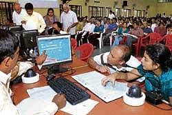 Nearly 1,800 candidates appeared for CET counselling process on Monday.  DH Photo