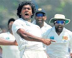 I am back: Sri Lankan paceman Lasith Malinga, with his pace and accuracy, proved too hot to handle for the Indian batsmen in the first Test. AFP