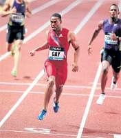 FRONT-RUNNER: US Tyson Gay powers to 200M gold at the IAAF Diamond League meeting in Monaco on Thursday.  AFP