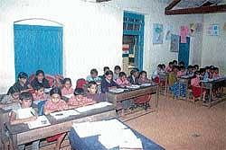 One classroom for students upto fourth standard. DH Photo