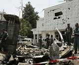 An exterior view of the Indian embassy after a suicide attack at the site in Kabul July 7, 2008. File Photo. Reuters