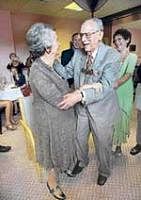 Henry Kerr aged 97 with Valerie Berkowitz, 87, at their wedding ceremony.