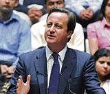 New vision: British Prime Minister David Cameron delivers a speech on the Infosys campus in Bangalore on Wednesday.   dh photo / Anand Bakshi