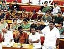 Listen To Me:  Leader of the Opposition in BBMP Council M Nagaraju making a point at the meeting on Thursday. DH Photo