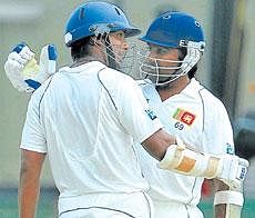 Awesome twosome: Kumar Sangakkara (left) and Mahela Jayawardene are Sri Lankas pillars of strength. AFP