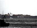 Ship MSC Chitra collides with an already stationed merchant vessel, Khalijia 3 in the sea near Mumbai harbour on Saturday. PTI