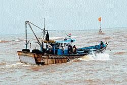 Deep sea fishing boat venturing into fishing in Mangalore.