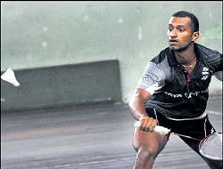 Mohit Kamat en route to his quarterfinal win over BS Phalgun in the State-ranking tourney. DH photo