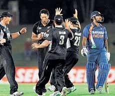 Indian batsmen faltered against the efficient bowling of New Zealand on Tuesday night and the Men in Blue need a vastly improved effort against Sri Lanka in their second match of the Triangular series on Monday. Reuters