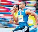 Surging ahead: US Tyson Gay competes in the 100M heats in the London Diamond League on Friday. AFP