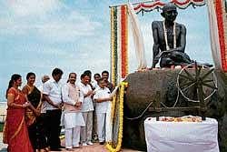 The statue of Mahatma Gandhi unveiled at Malpe beach on Sunday
