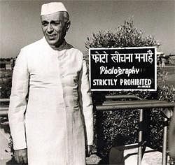 A photograph of former Prime Minister Jawaharlal Nehru clicked by Homai Vayarawalla soon after the country's Independence. It was exhibited at the Lalit Kala Akademi in a exhibition, "The Big Picture" last week. (IANS Photo)