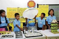 Children at the GE Science Fair explained a range of topics from intelligent handling of e-waste to manufacture of biogas.