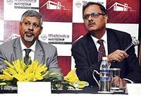 Mahindra Navistar Automotives Limited Managing Director Rakesh Kalra, (left) and  Chief Operating Officer Nalin Mehta, addressing the media at the launch of the new dealership in Bangalore on Friday.DH PHOTO
