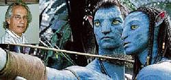 A still from Avatar, which was the first film to use graphics based on the mathematical concept of level-set methods. Inset: Stanley Osher.