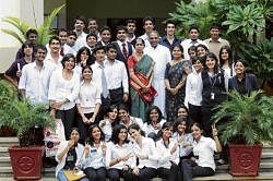 The students of SJCC with faculty members. DH Photo M S Manjunath