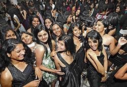 Girls enjoying the freshers day party. DH photo by Manjunath M S
