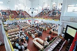 A view of the newly opened Zilla Panchayat auditorium in Mangalore on Tuesday. DH photo