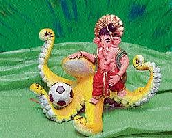 Variety: Lord Ganesha seated on replica of Paul the octopus which shot to popularity during the football world cup