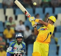 Chennai Super Kings' Suresh Raina plays a shot during the Champions League Twenty20 League match between Chennai Super Kings and Wayamba Elevens at Super Sports Park in Centurion on September 15, 2010. AFP
