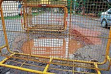 Rainwater collected in a pothole near Lakshmipuram School on JLB Road.
