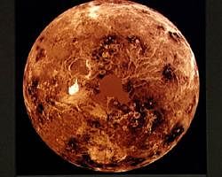 Global view of Venus from Magellan, Pioneer, and Venera data . PIC COURTESY  NASA Johnson Space Center Collection