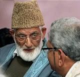 All-party delegation member and CPI(M) leader Sitaram Yechury (R) meets Chairman of hardliner faction of Hurriyat Conference Syed Ali Shah Geelani at his residence in Srinagar on Monday. The all-party delegation is visiting J & K to seek solution to the Kashmir crisis. PTI