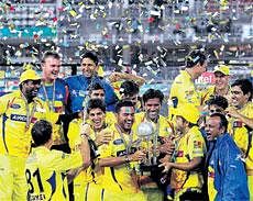 Awesome show: Chennai Super Kings players are over the moon after emerging victorious in the Champions League T20 final in Johannesburg on Sunday. AFP