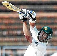 Packing a punch:  Australias Marcus North plays a shot en route to his entertaining century on Sunday. AFP