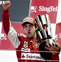 Ice cool:  Ferraris Fernando Alonso savours his second  Singapore Grand Prix victory on Sunday. AFP