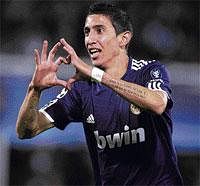 Heart-stopping: Real Madrids Angel di Maria celebrates his match-winning goal against Auxerre in the Champions League on Tuesday. AFP