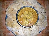 Piping hot: Chapathi served with brinjal curry.