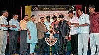 Action: Cine actor Ramesh Arvind inaugurating the Dasara Film Festival at Kalamandira in Mysore on Friday. Actor Diganth, director Yogaraj Bhat, Information Department, director, Muddumohan, deputy director A R Prakash, writer Dr K Puttaswamy, Dasara film festival subcommittee, president, Arun Gowda and others look on. DH PHOTO