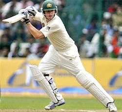 Australia's Marcus North bats during the second day of their second test match against India in Bangalore, India on Sunday. (AP Photo )