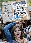 School students shout slogans during a demonstration in Lyon on Tuesday. Reuters