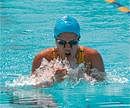 Poorva Shetty of Bangalore South won gold in 100M Breast Stroke swimming competitions held in Mysore on Tuesday. DH Photo