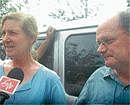 UNESCO representatives Dr Wendy and Dr Briin Furzaf addressing the reporters on Tuesday near Forest guest house in Madikeri. DH Photo