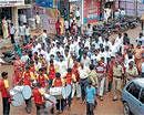 A procession being taken out to mark the Valmiki Jayanthi in Chikmagalur on Friday.