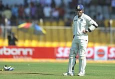 Indian cricketer Virender Sehwag during the first day of the first Test match between India and New Zealand at The Sardar Patel Gujarat Cricket Stadium at Motera on the outskirts of Ahmedabad on November 4, 2010. AFP